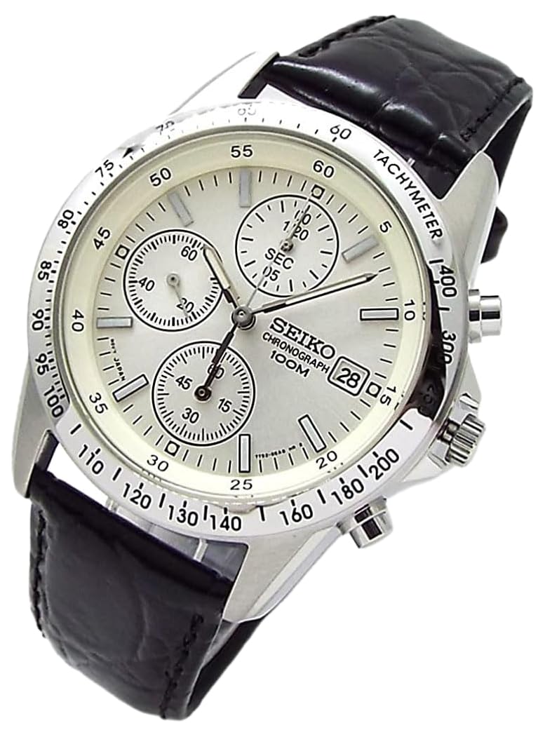 Amazon.co.jp: SEIKO クロノグラフ 腕時計 本革ベルトセット