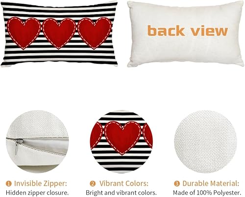 Miniatura 6 de AACORS AA091-12 - Funda de almohada lumbar para el día de San Valentín, 12 x 20 pulgadas, decoración de corazón rojo, decoración de casa de campo