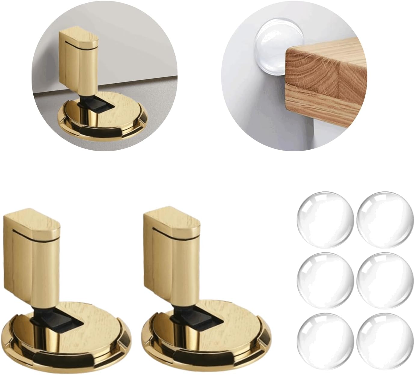 MimiMoon Adhesive Metal Door Stopper Set, Mechanical Floor