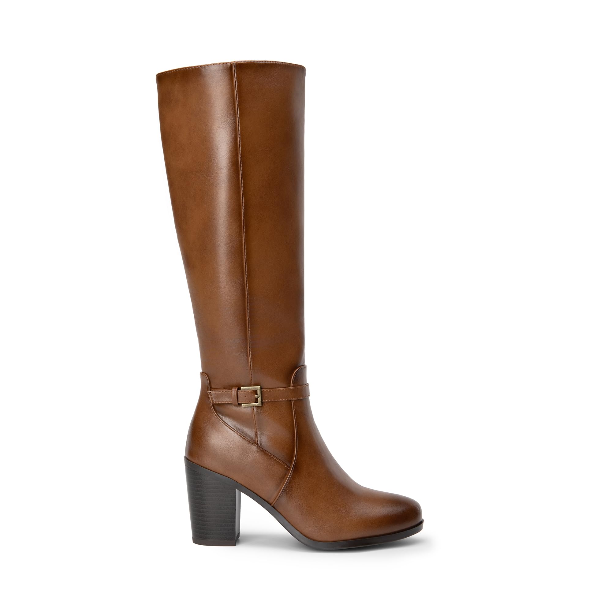 DREAM PAIRS Botas altas hasta la rodilla para mujer, cómodas botas de equitación con tacón grueso y puntera puntiaguda, cremallera lateral, de gamuza, SDKB2403W