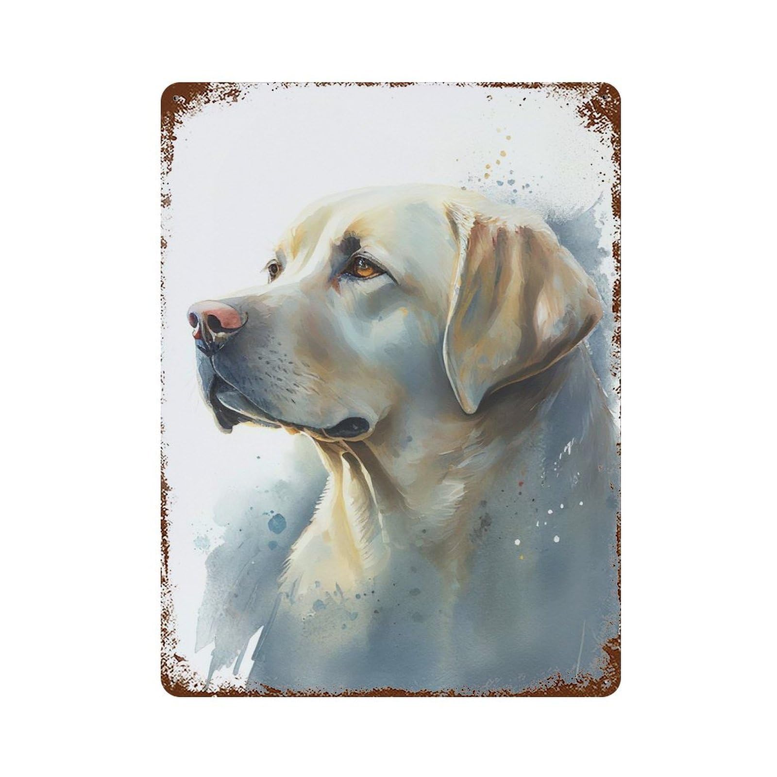 Labrador Watercolor Animal Weathered Tin Sign 15.7"x11.8", Ideal for Basement, Hobby Room And Garage Decor