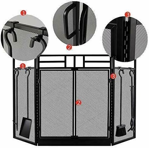 Fireplace Screens Fireplace Screen with Doors Large Flat Guard Fire Screens W/Tools Outdoor Metal Fireplace Screen Flat Fireplace Screens Decorative Feito na China