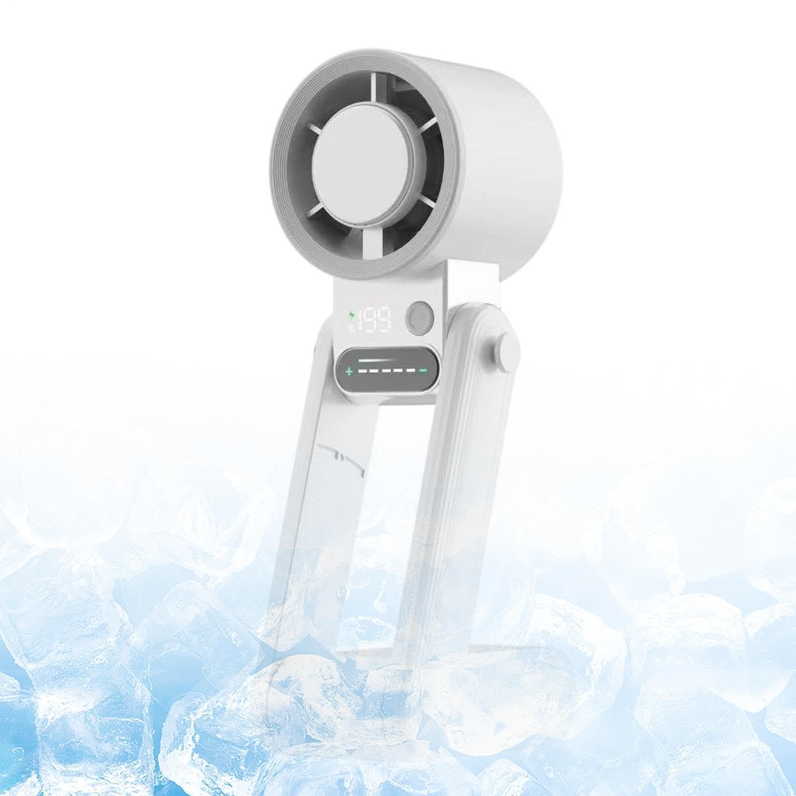 Ventilador eléctrico de mano plegable con pantalla LED contra el calor del verano