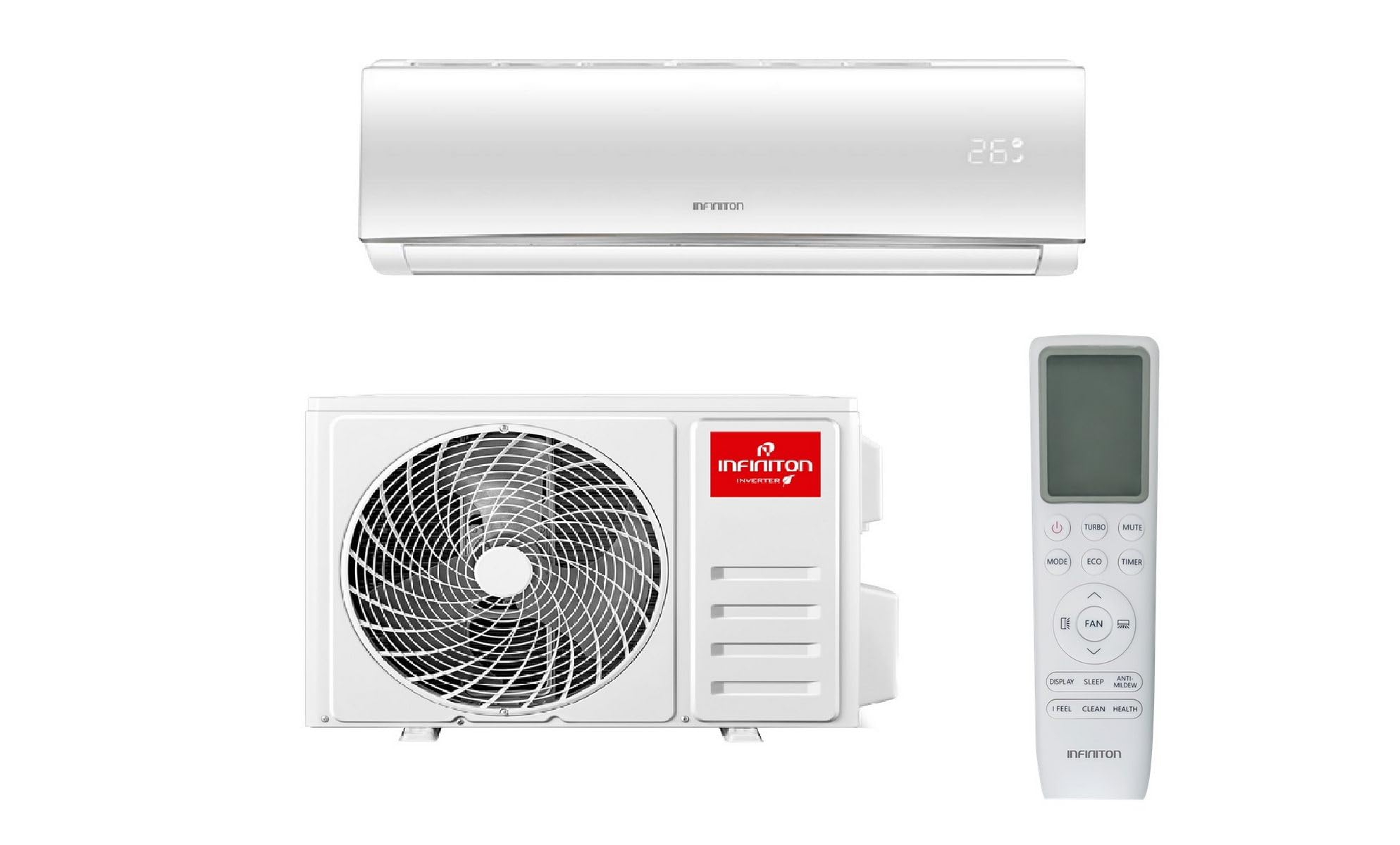 INFINITON Aire Acondicionado SPTSE12A2, 12000 BTU, Wifi Incorporado, Bomba de Calor, Control Remoto, Modo Sleep, A++, Blanco