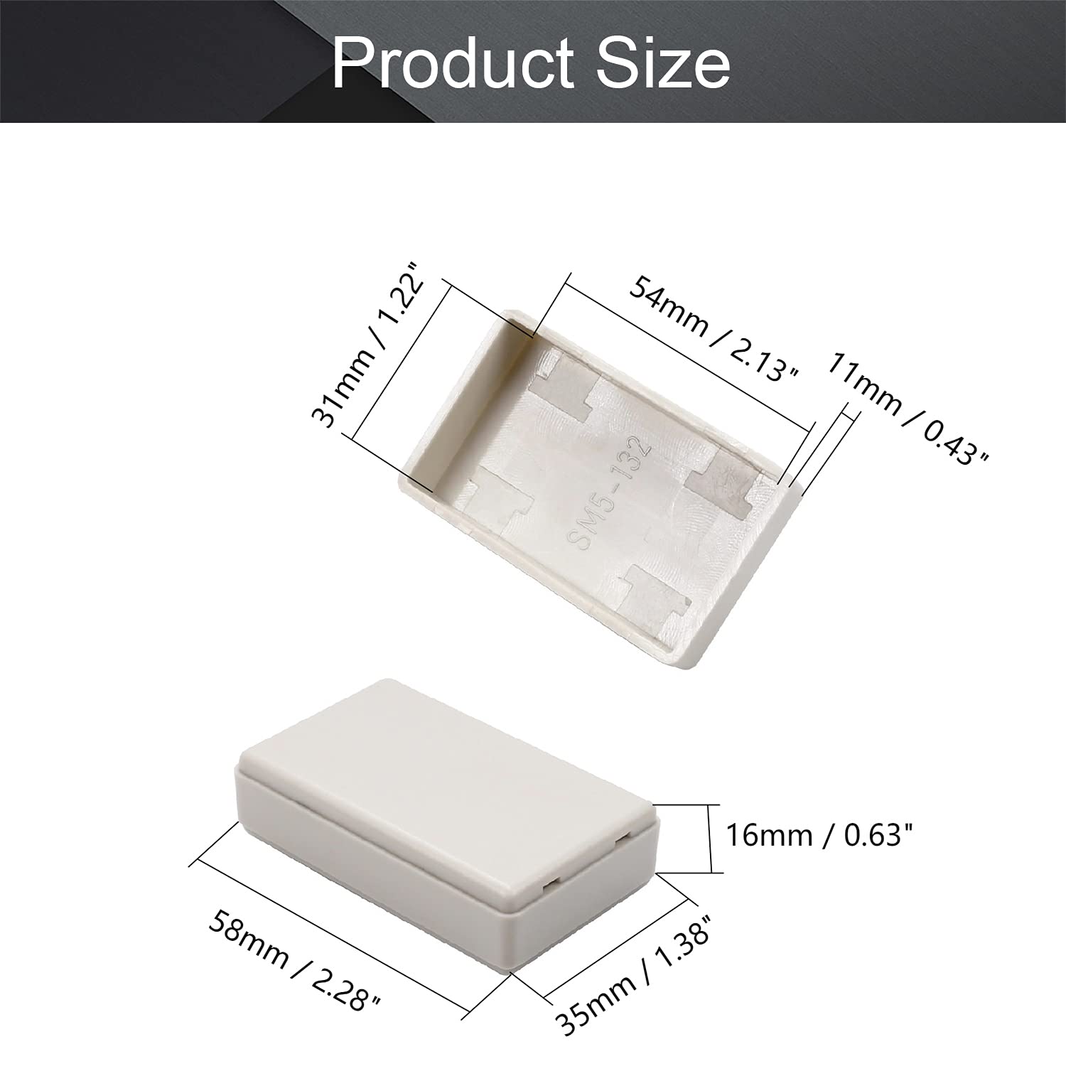 Fielect 5Pcs Junction Box ABS Plastic Dustproof Universal Electrical Project Enclosure 2.28" x 1.38" x 0.59"