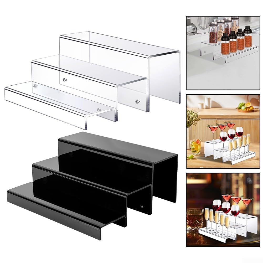 Klarer Acryl-Display-Ständer, Acryl-Präsentationsständer for Schmuck, Parfüm, Cupcakes, 3 Stück, Schwarz und Transparent(Black)