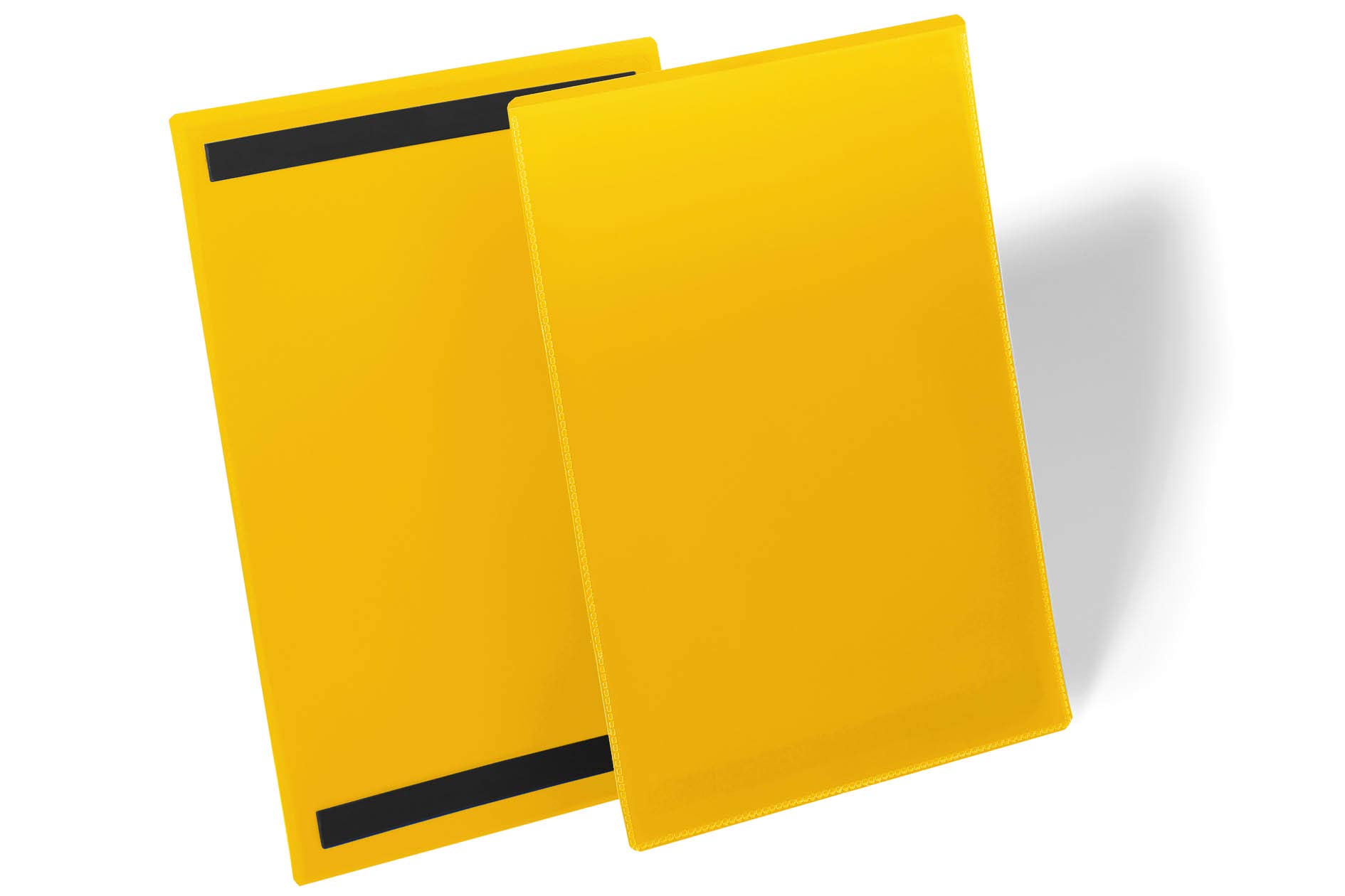 Durable Magnetic Document Sleeve A4 Portrait | Pack of 50 Yellow Ticket Holders | Perfect for Labelling Shelves, Racking, Boxes etc. in Warehouse and Logistic Centres
