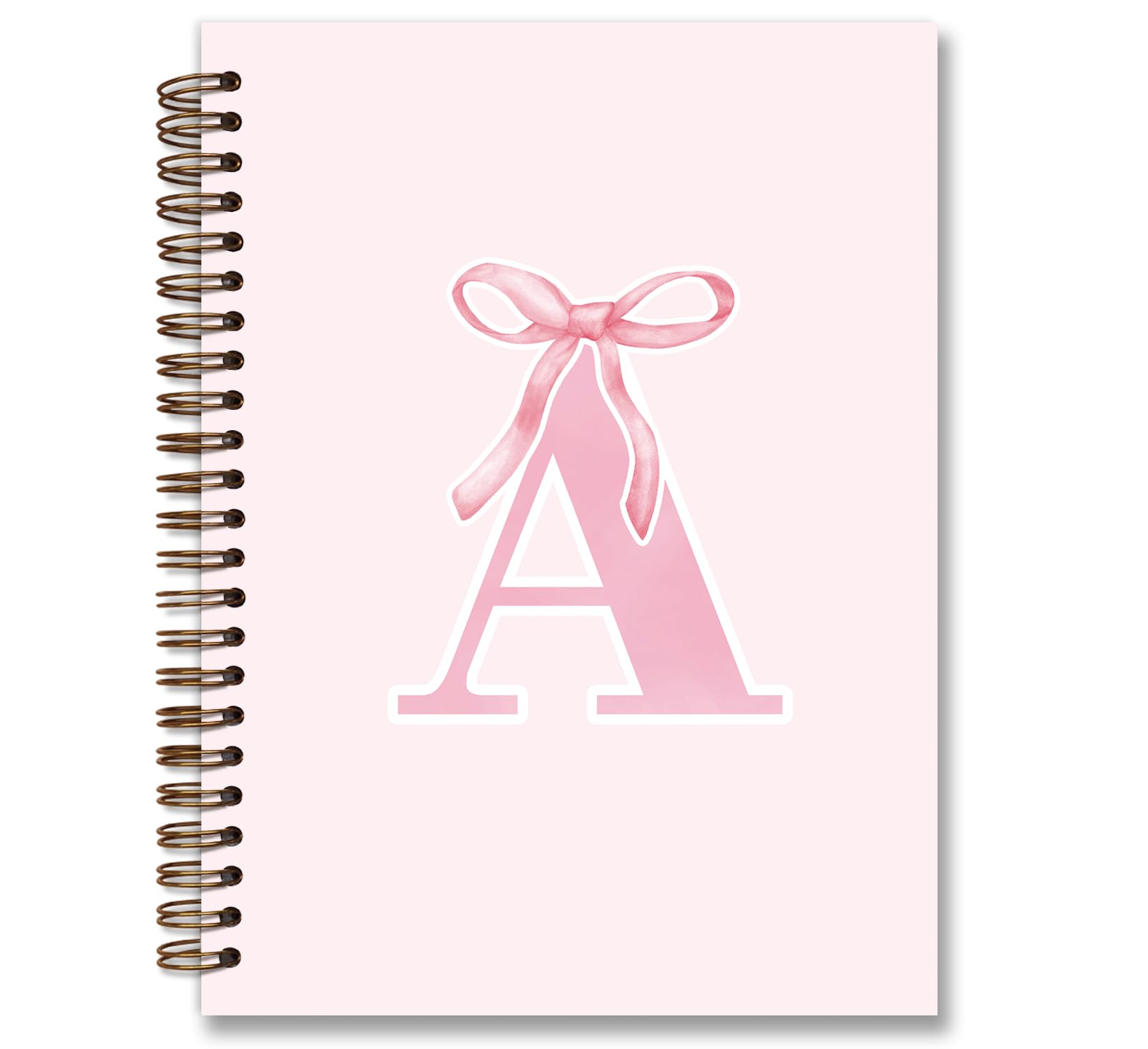foedor Coquette Trendy Preppy Pink Bow Spiral Notebook,Initial A Journal Personalized Teen Girl Gifts,Monogrammed Gifts for Women Teen Girl,College Ruled Hardcover Spiral Notebook 5.5 x 8.3