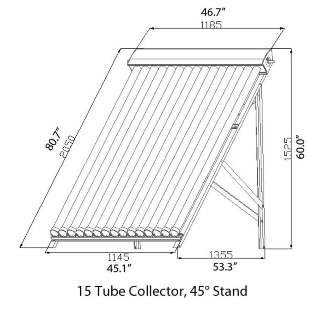 Amazon.com : Duda Solar 15 Tube Water Heater Collector 45° Frame Evacuated  Vacuum Tubes SRCC Certified Hot : Patio, Lawn u0026 Garden