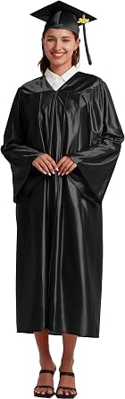 Unisex Shiny Graduation Cap and Gown Tassel Set 2026 2027 for High School and Bachelor