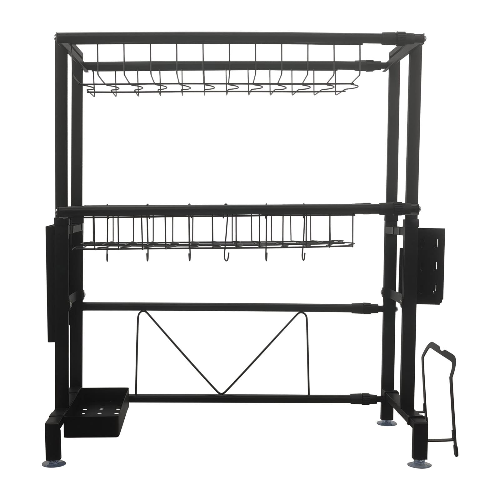 TECHTONGDAOver Sink Dish Drying Rack 3 Tier Adjustable Large Dish Dryer Rack Kitchen Utensil Organizer Tableware Counter Double Layer Scalable Drying Rack Drainer Shelf Cutlery Holder