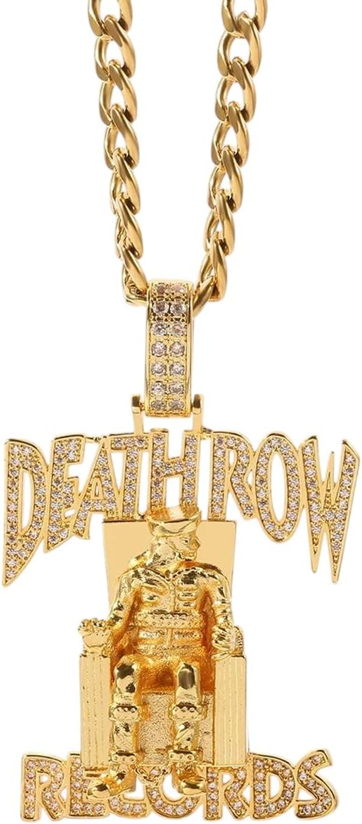 New 2026 Hip Hop Deathrow Records Prisoner Necklace Rhinestones Pendant Accessories For Man Woman Iced Out Jewelry Fashion Creative Gift