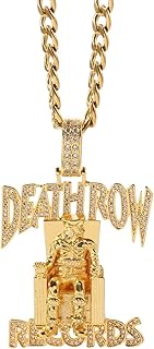 Collier Hip Hop Deathrow Records 2026 avec pendentif en strass pour homme et femme - Bijoux tendance et créatifs