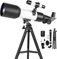 Kit Telescopio Astronômico Luneta com Tripé, Telescopio Astronomico Luneta, Telescópio Refrator Portátil, Telescópios Astronômicos com Abertura de 60 mm