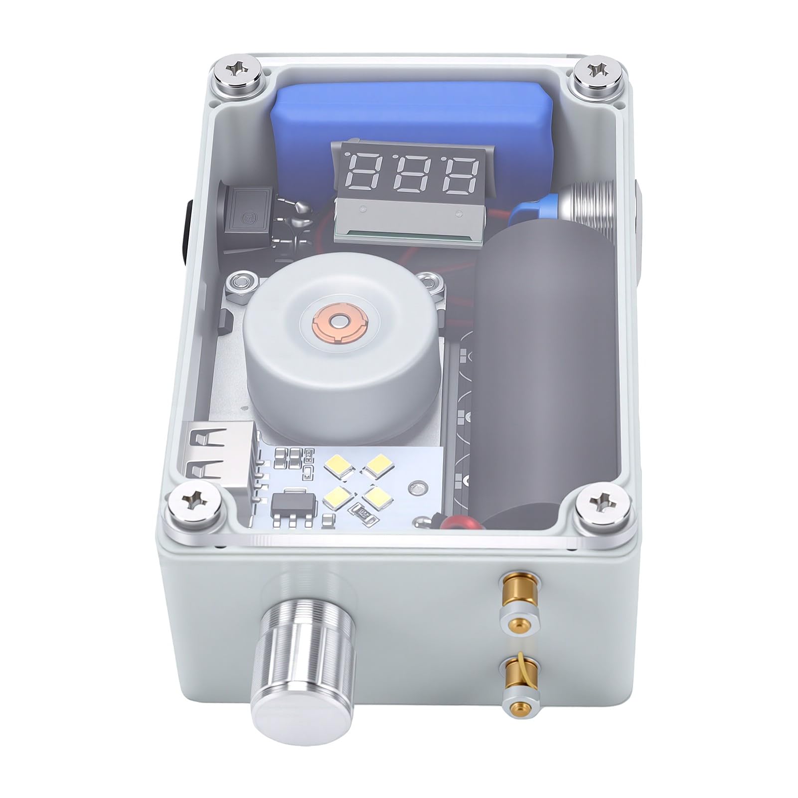 Caricatore di Emergenza a Manovella con Luce COB, Caricatore USB | Accenditore, Uscita USB 5 W, Regolazione Continua COB, Display Tensione LCD, per Escursionismo All'aperto
