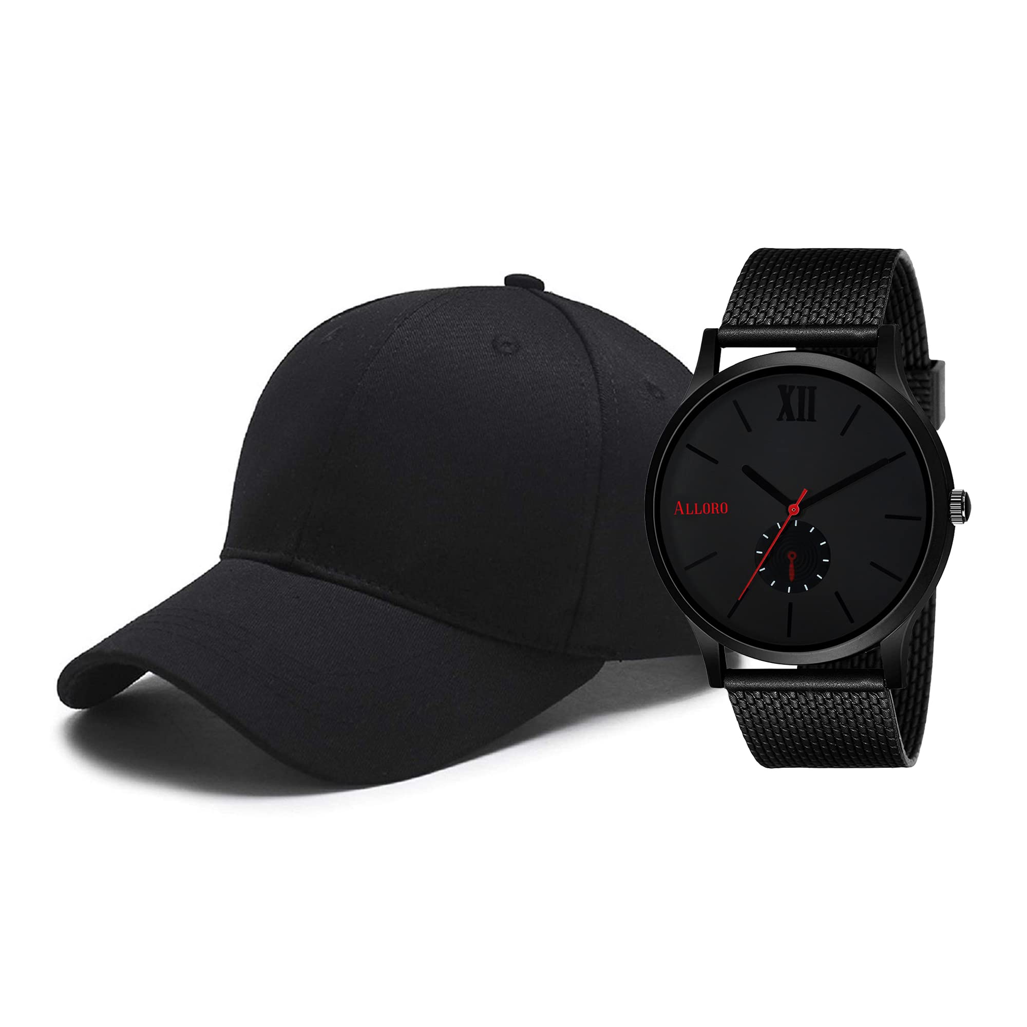 ALLORO Analog Black Mens Wrist Watch with Black Cap Combo (B09YCLGL2N) Amazon Price History, Amazon Price Tracker