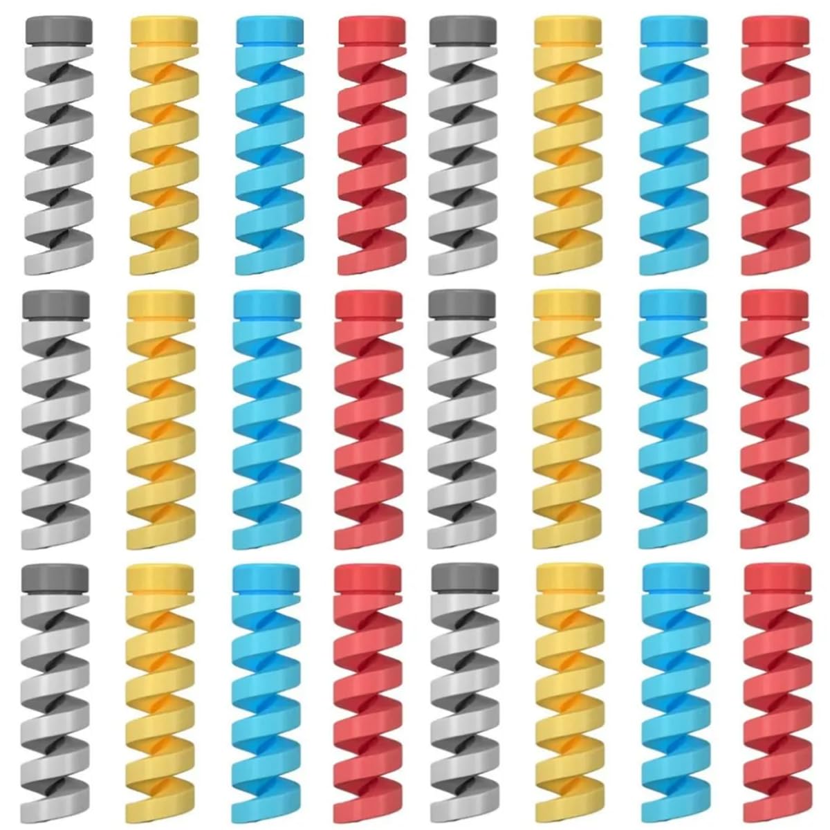 EDNITA 30Pcs Spiral Cable Protector Chargers Cable Protector Data Cable Protective Sleeve Headphone Saver Charger Protective Case for Phone, USB, All type of Wires Multicolor