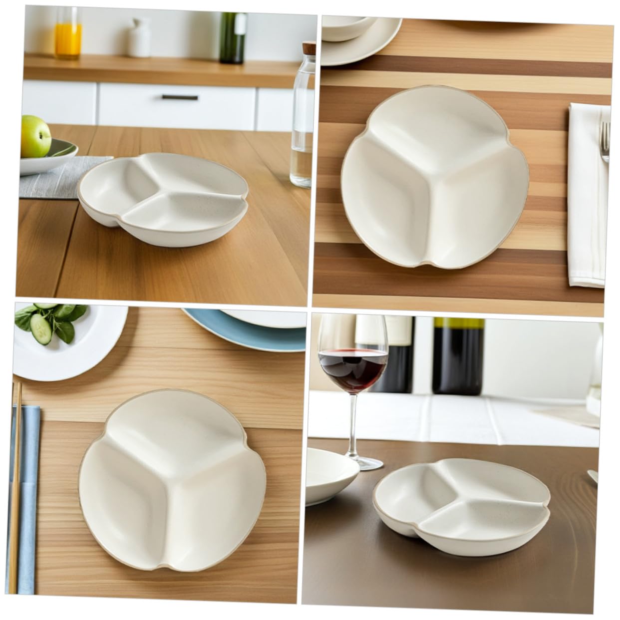 Céramique Assiette en 3 à Compartiments Divisée Blanche pour Famille