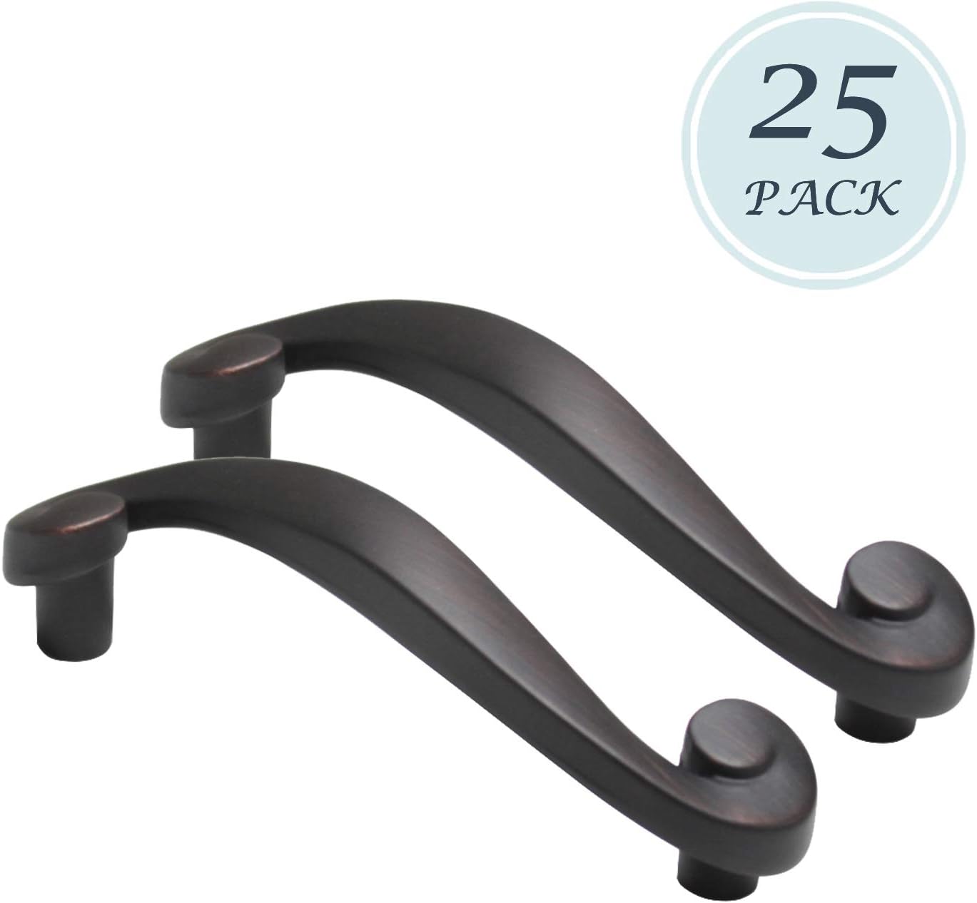 25PCS Antique Bronze Drawer Knobs Pulls Handles - Vintage Kitchen Cabinets Furniture Wardrobe Medicine Pull Handle - Hole Spacing 3"
