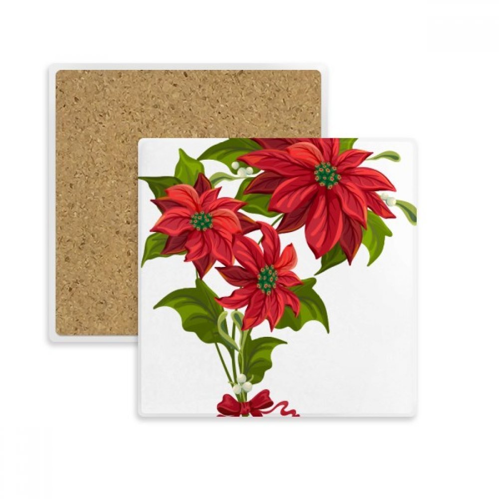 Poinsettia bouquet de Noël dessous de verre pierre absorbant tasse
