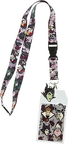 Disney Villains Breakaway Lanyard con soporte para tarjeta de identificación y dije de goma Maléfica