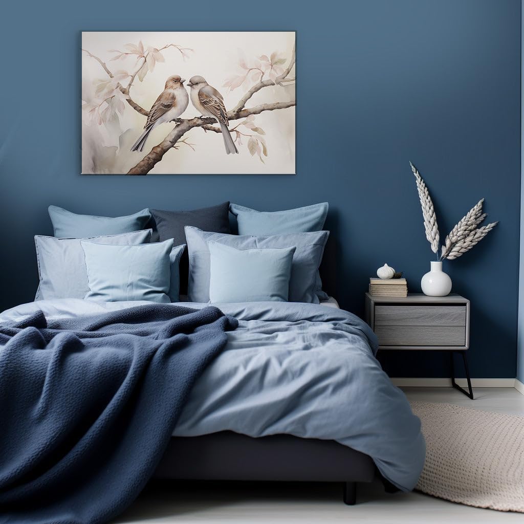 Canvas for Living room. Whispering Feathers: A Serene Encounter in Watercolor Hues, 27 x 18 inch Canvas Wall Art - Ready to Hang - 69x46 cm (27x18 inch)