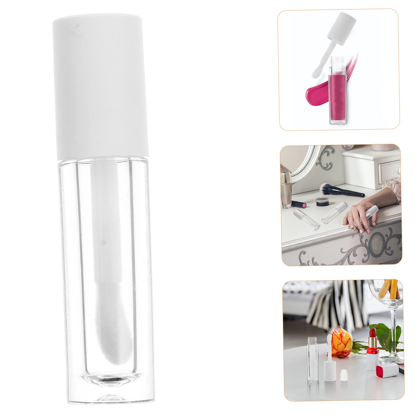 Mikinona 10pezzi Trasparente Per Lucidalabbra Tubetto Rotondo Bianco Per Balsamo e Per Labbra Mini Resistenti in Abs Per Cosmetici Liquidi