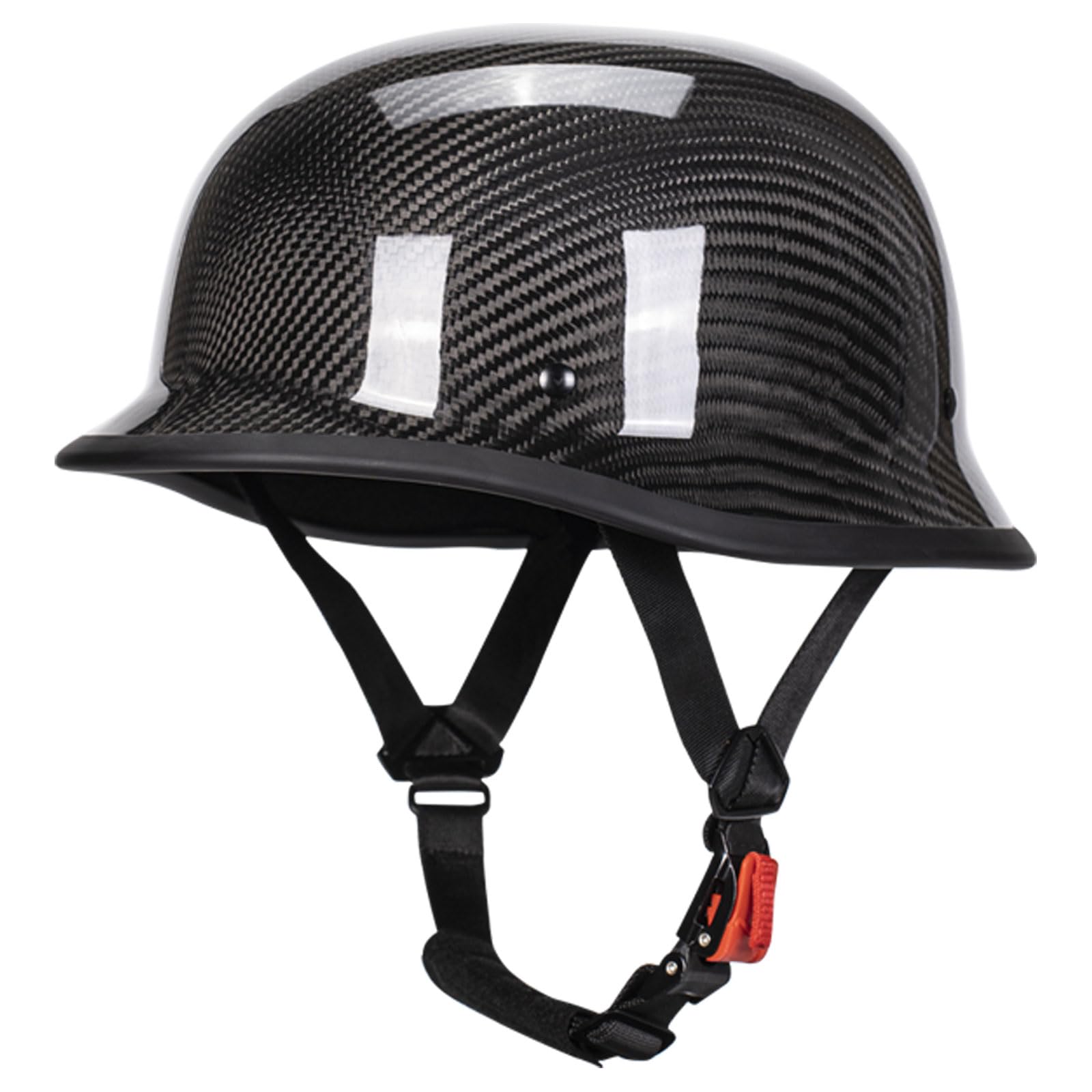 Vintage Motorcycle Half Helmet, Carbon Fiber Open Face Retro Motorcycle Helmets, German Style Half Shell Dot Helmet (Gloss Black,M)