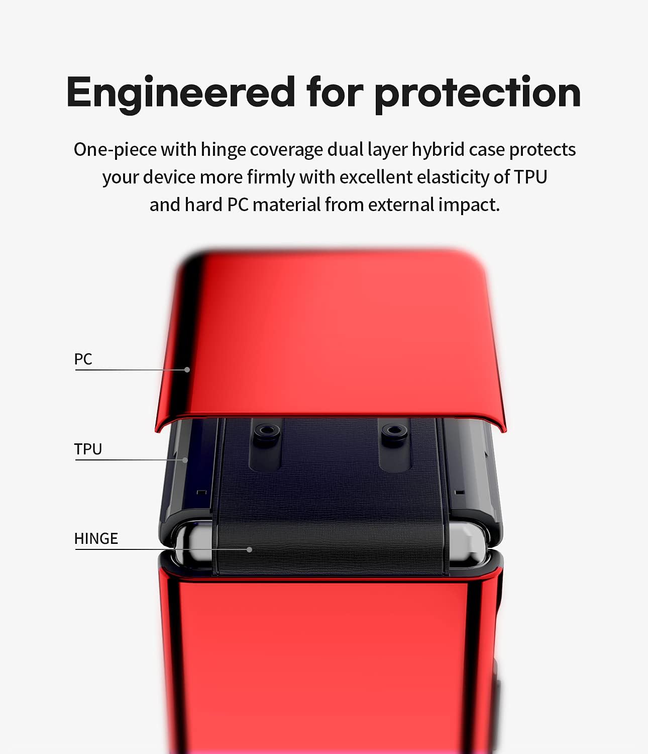 GOOSPERY for Galaxy Z Flip Case (2020) with Hinge Coverage, Luxury 360 Protection TPU Bumper Glossy Hard PC Back Dual Layer Cover - Metallic Red