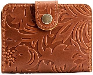Portland Leather Goods Women's Mini Bifold Wallet – Slim, Palm-Sized Design with Secure Snap Closure, 2 Card Slots, 2 Cash Slots & Zippered Coin Pocket – Meadow