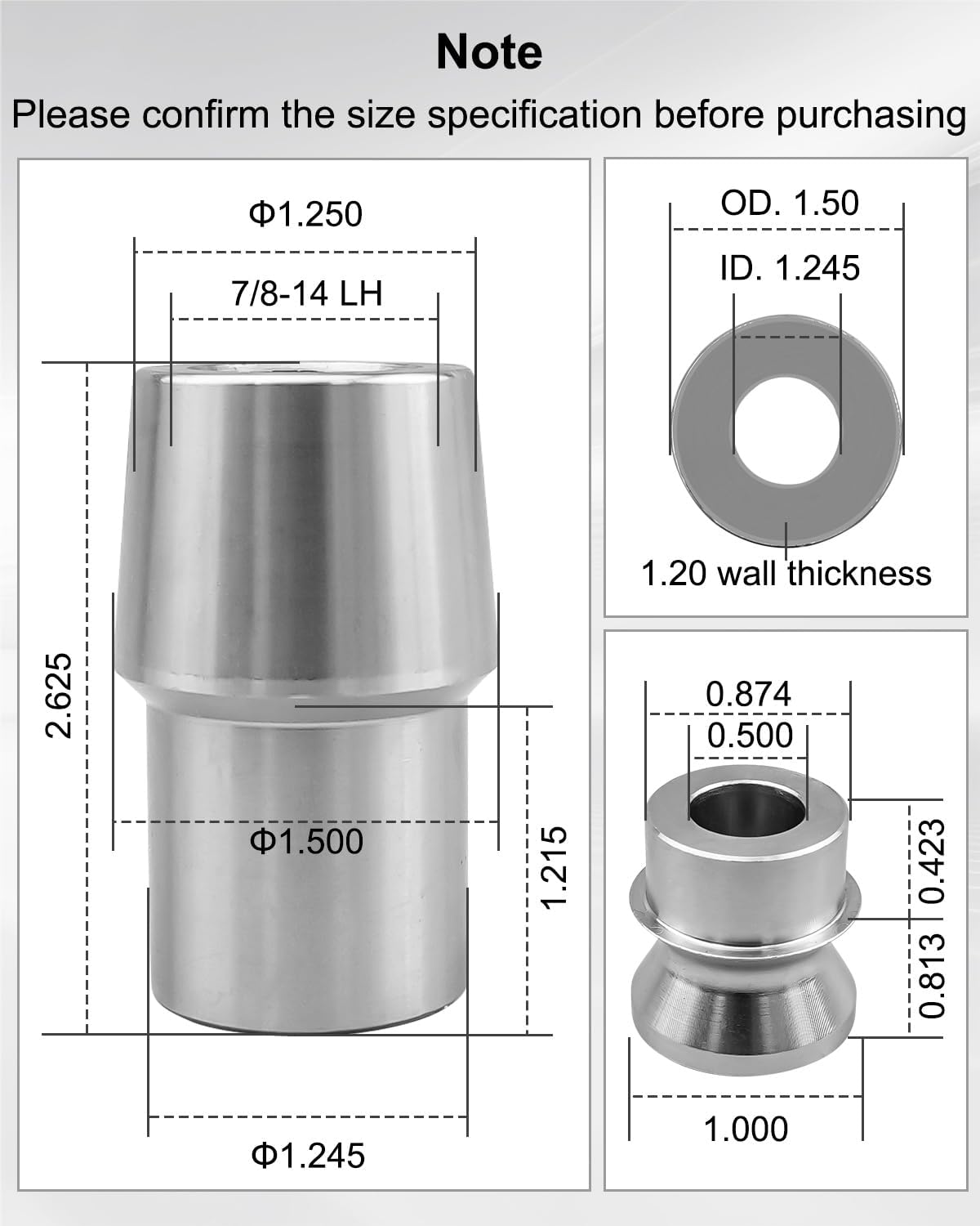7/8 x 7/8-14 Heim Joint Rod End Kit with 7/8-1/2 HMS Spacers & .120 Wall Bung, Hand Thread Chromoly Bar for Steering and Suspension Fit for Jeeps Mega Trucks Diesel Trucks, for RH & LH