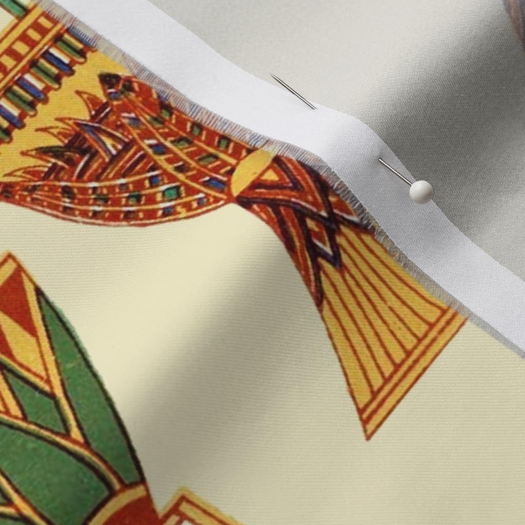 Spoonflower Fabric - Black Cats Ancient Egyptian Palm Trees Boats Plants Flowers Vases Printed on Organic Cotton Sateen Fabric by The Yard - Sewing Quilting Apparel Home Decor