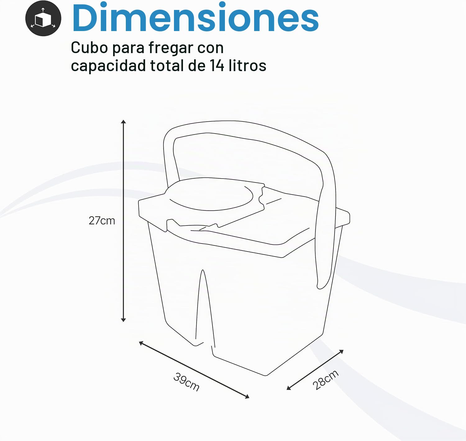 Tomaino - Cubo para fregar suelos con doble cubeta de plástico – Fregona de 7 litros con escurridor – 2 depósitos para agua limpia y sucia (cubo + 2 recambios de micorfibra)