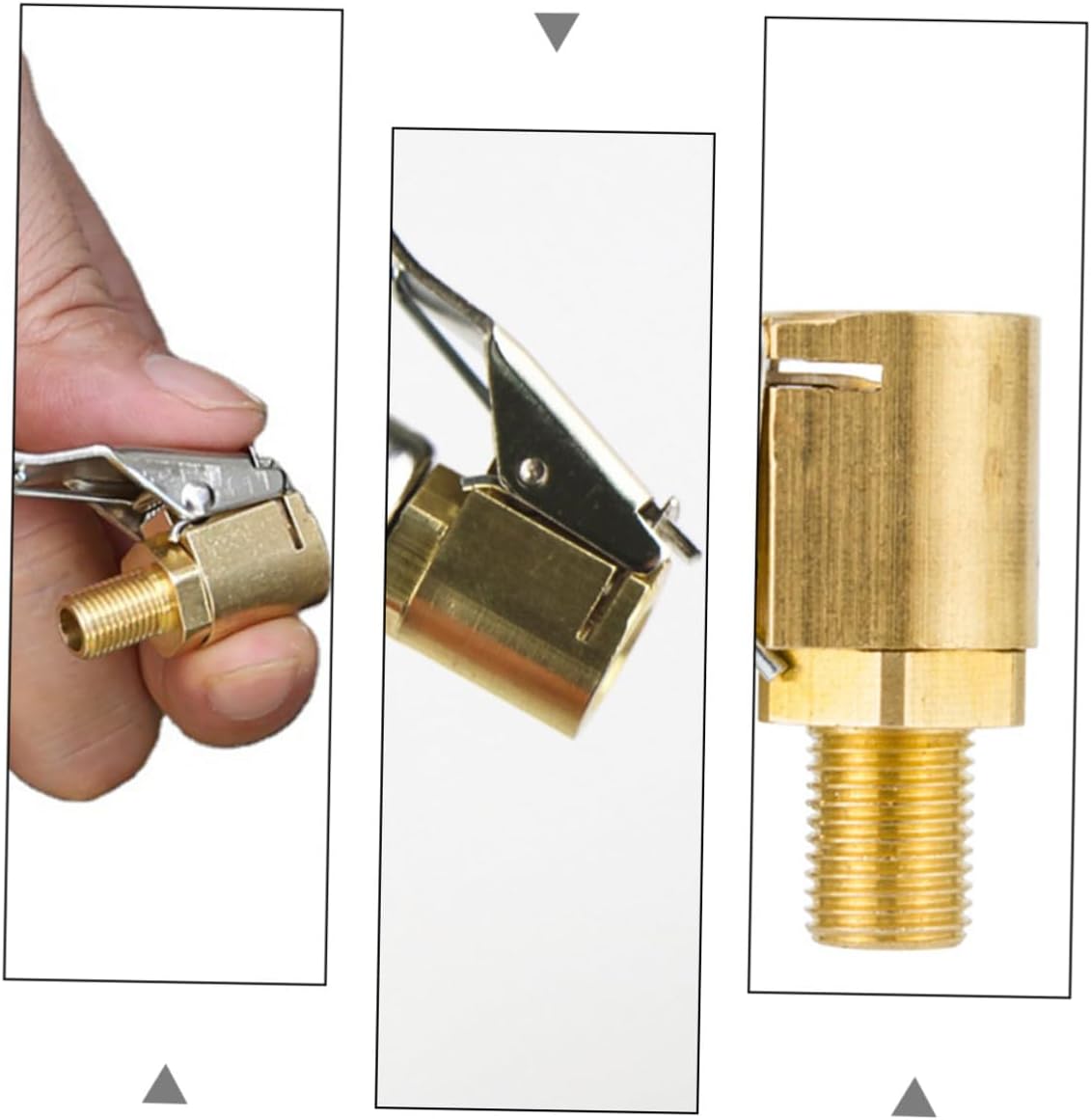 5pcs Brass Car Air Chuck Tire Inflator Clips Thread Nozzle Connector for Stable Leak-resistant Tire Valve Fixing Easy Installation Pneumatic Compressor Tool