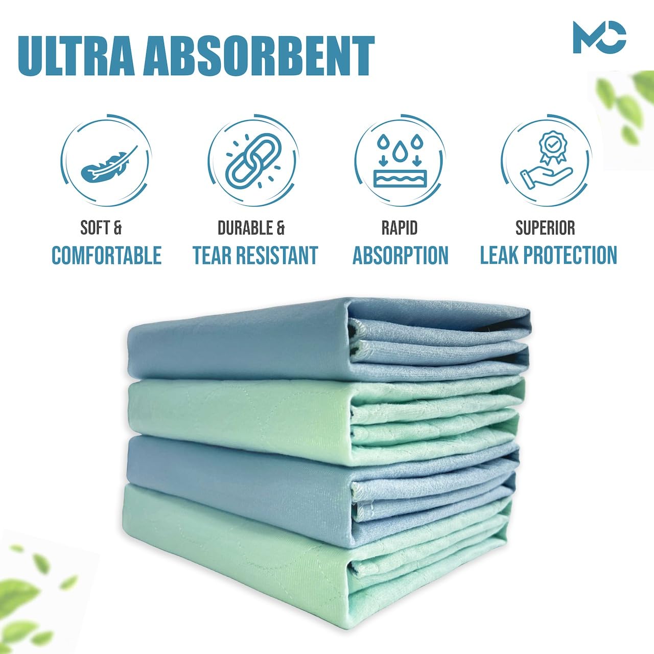 Lavable, reutilizable, impermeable, almohadilla para incontinencia de 34 x 36 pulgadas