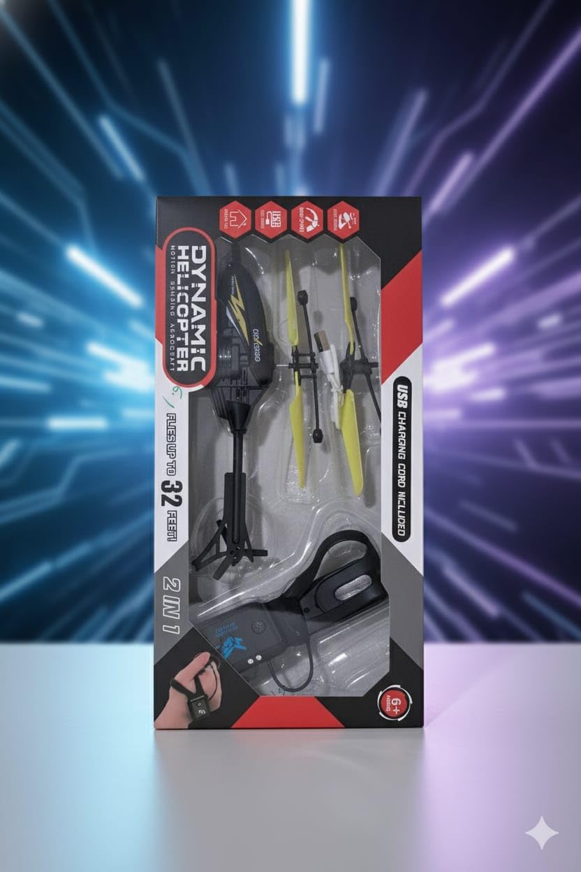 QXCEED Dynamic Flyer USB Charging Cord Included, 2 in 1, 32 Feet, Helicopter with Hand Gesture Control