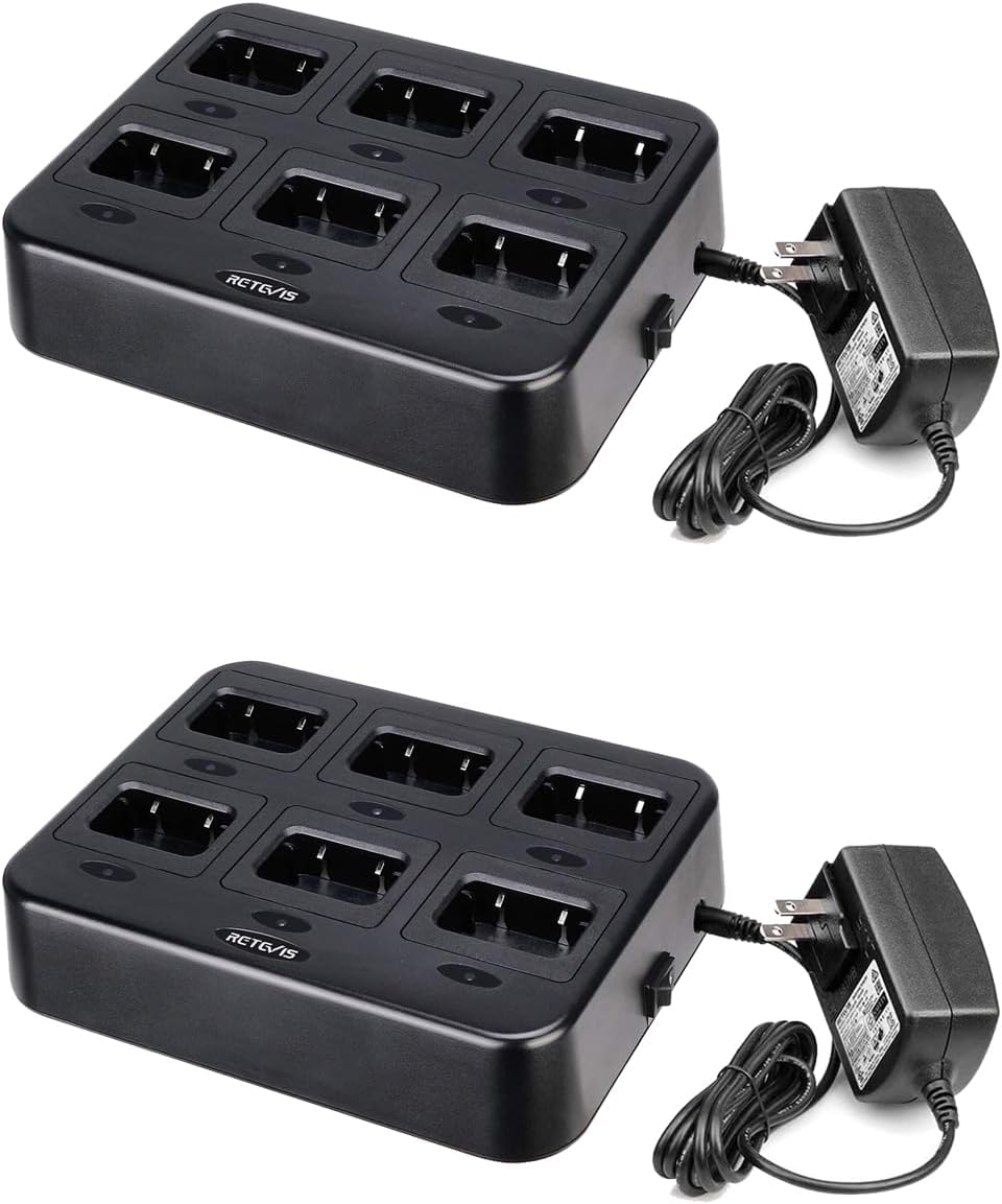 Retevis RT68 NR10 Six-Way Charger, Multi Unit Rapid Charger for Retevis RT68 RT68H NR10 Walkie Talkie and Battery (2 Pack)