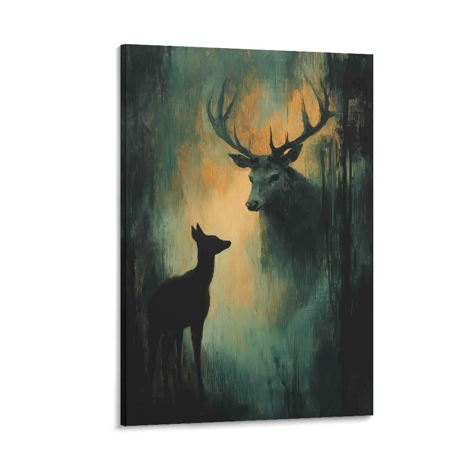 DHBANEIOK Deer Silhouette Art Poster Artwork Canvas Prints Picture Modern Canvas Wall Art Picture Wall Hanging for Bathroom Wall Decor 16x24inch(40x60cm)