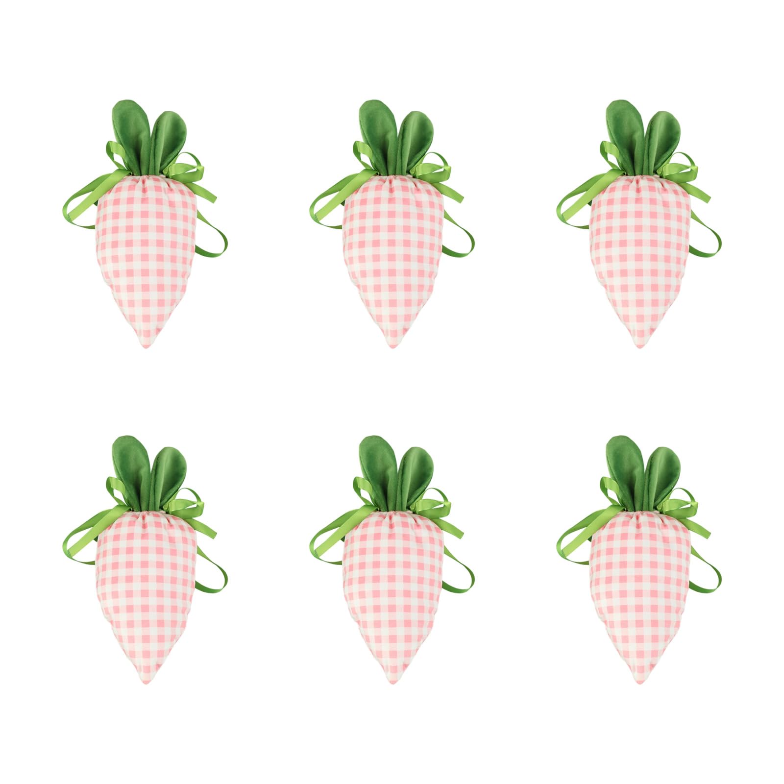 YWLUUOO 6Pcs Easter Hare Ears Carrot Fabric Bag with Drawstring for Cookie Holder Easter Candy Bag