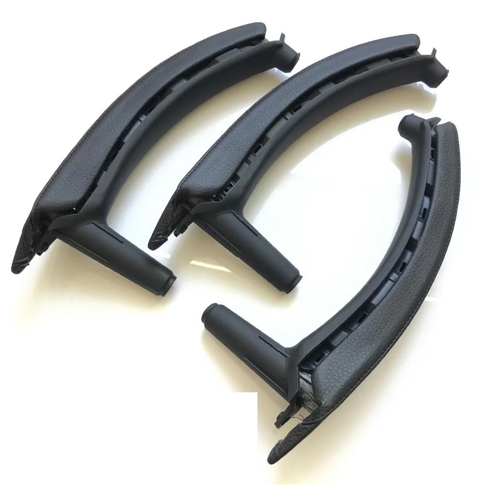 KJHOPY LHD Left Right Interior Door Handle with Leather Cover Assembly Set for BMW X5 X6 E70 E71 E72 2007-2014(Black1)