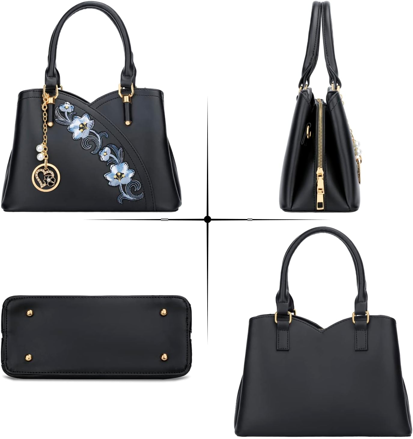 KKXIU Triple Compartments Purses and Handbags for Women Fashion Ladies Satchel Shoulder Top Handle Bag - Image 3