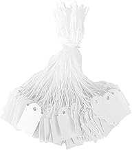 200 pcs Price Tags, Jewelry Price Tags Price Tags with String Hang Labels Tags with String Small Gift Price Tags Display Tag Price Labels for Display Jewelry Clothing (White)