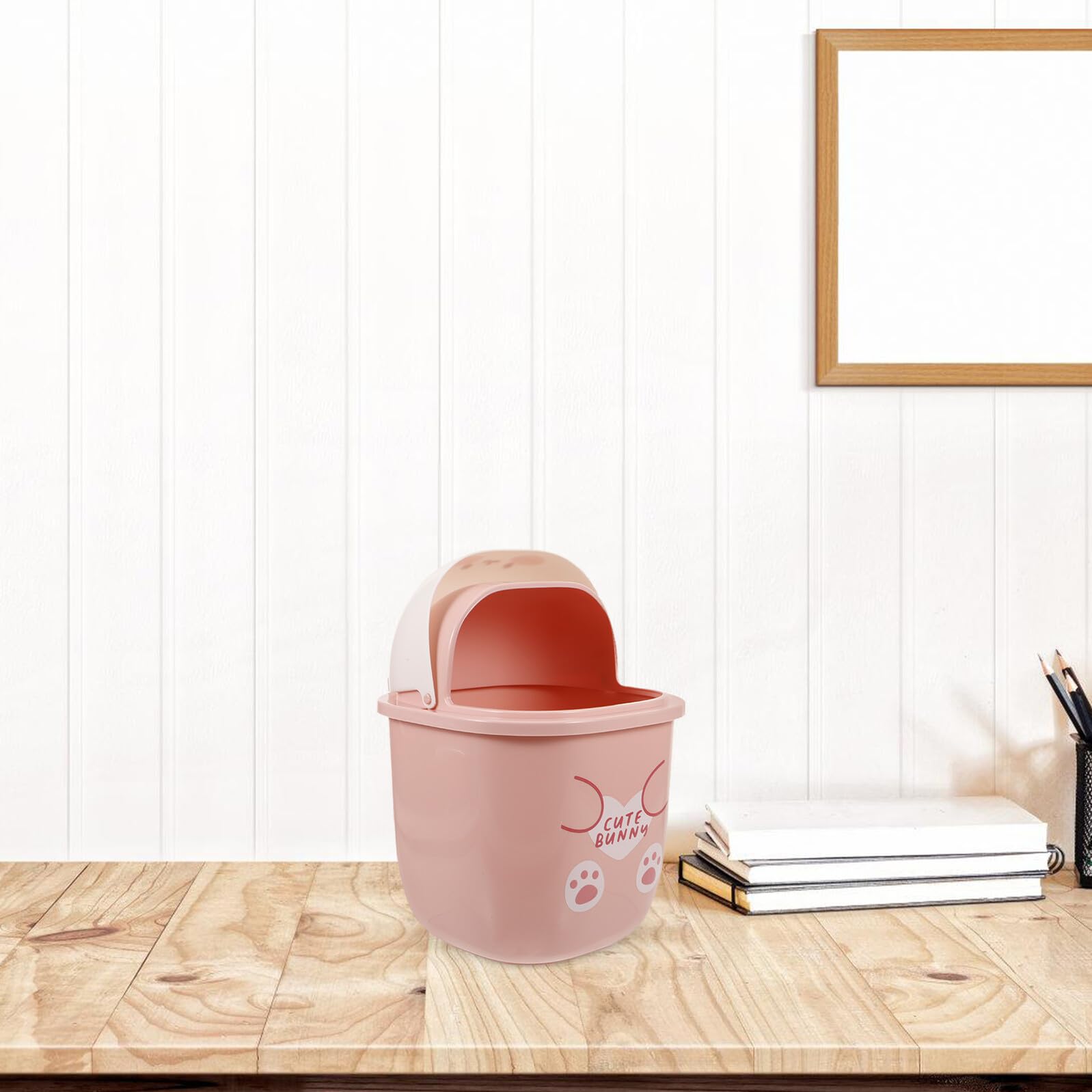 BESPORTBLE Niedlicher Mülleimer für Arbeitsplatte aus Kunststoff in Hasenform mit Deckel Bruchsicher und Geruchsverhütend für Schlafzimmer und Toilette Zufälliger Stil