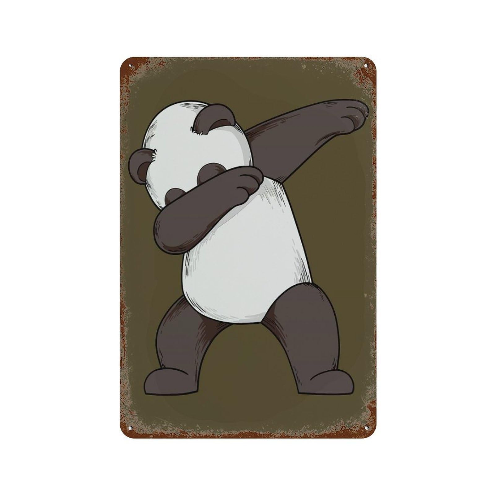 Decorative Tin Sign with Dabbing Panda Design 11.8"x7.9", for Basement, Hobby Room And Garage Decor, Farmhouse Wall Decor