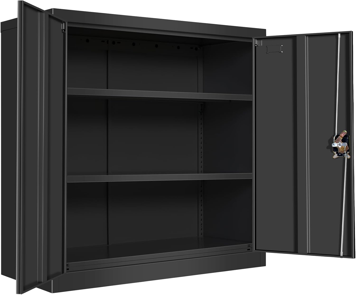 Frideko Aktenschrank 90 x 40 x 90cm - Metallschrank mit 2 Türen und 2 Verstellbaren Einlegeböden, Aufbewahrungsschrank mit Schloss für Zuhause, Büro und Lager, Schwarz