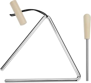 QWORK Rhythm Steel Triangles - 6 Inch Hand Percussion Instrument with Strikers for Classroom & Band Performance