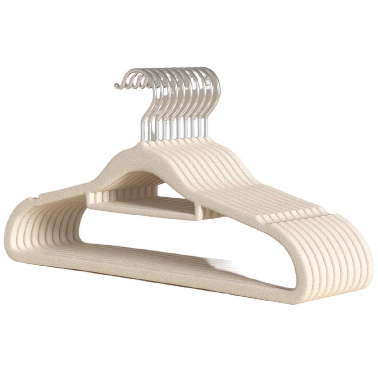 Flocked Hangers 10-30PCS Non-Slip Fleece Hanger With Bold Design Seamless Wardrobe Storage Sorting Drying Rack(10pcs white)
