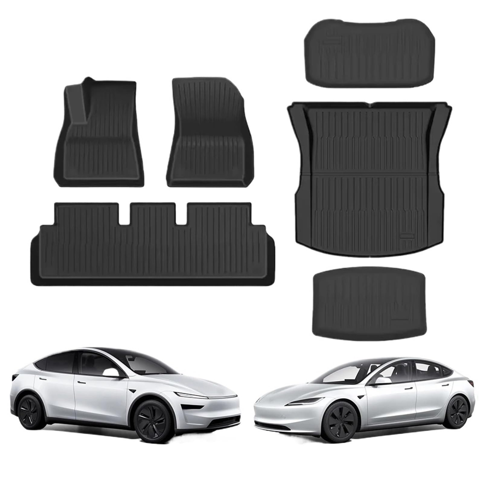 maty samochodowe DlaTesli Model 3 Highland 2026 2025 | Dywaniki podłogowe Komplet wykładziny bagażnika Dywan Gumowa mata samochodowa(Model 3 2024-2026,Left handdrive)