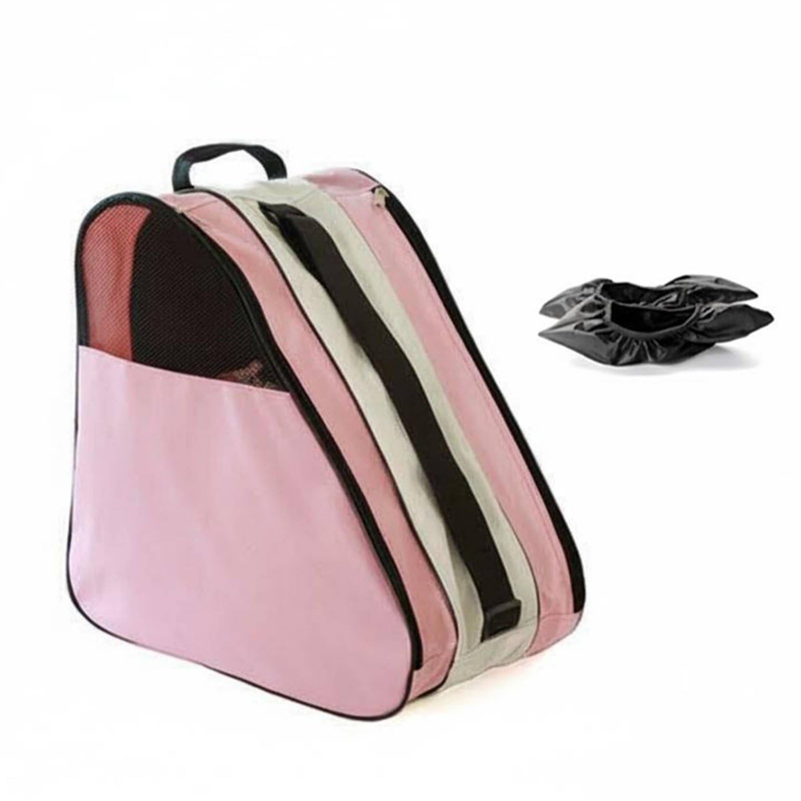 Skating-Schuh Tasche Schlittschuhtasche, Dreischichtige Verdickte Rollschuhtasche Rosa + Schuhüberzüge