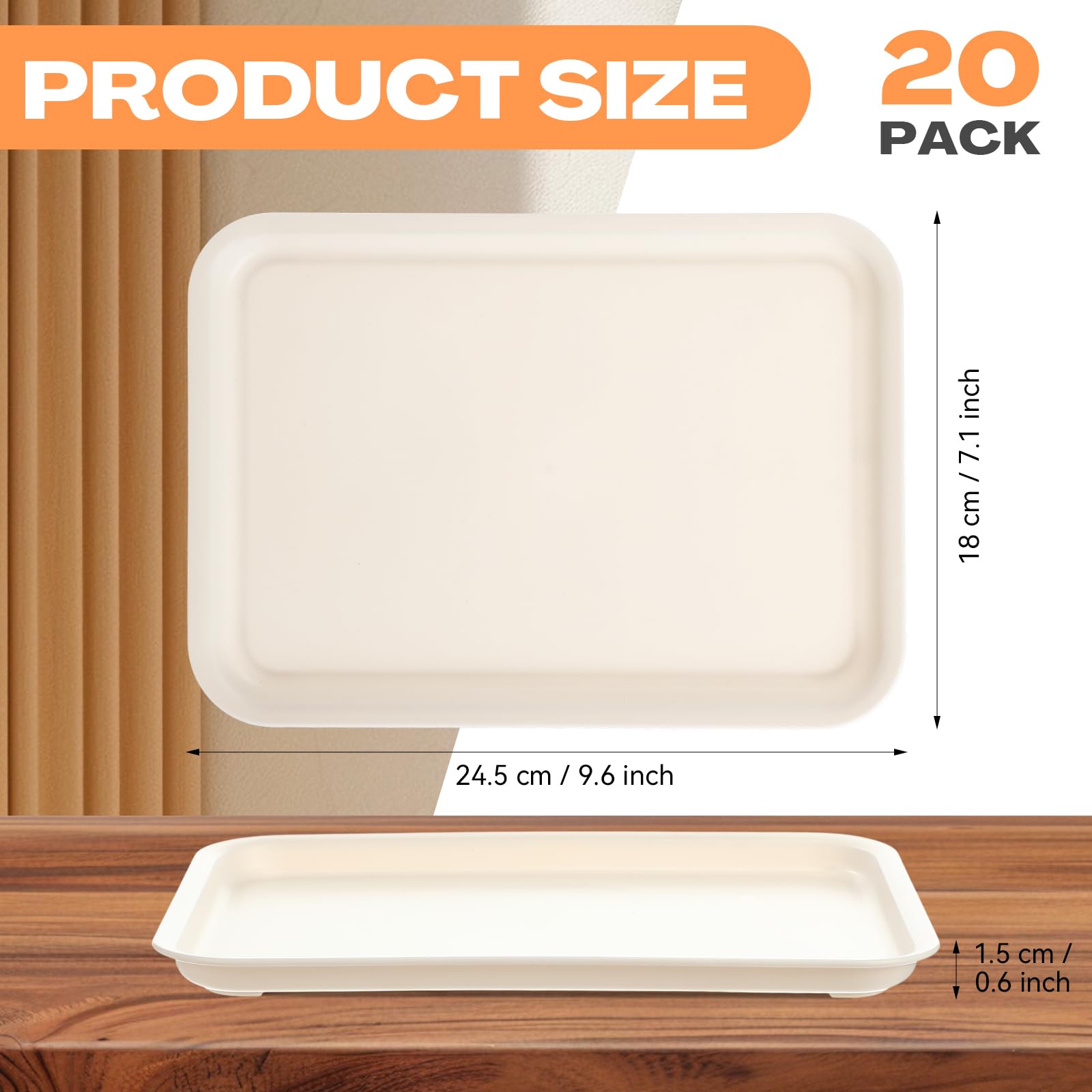 Sintuff Lot de 20 plateaux rectangulaires en plastique coloré pour restauration rapide, café, café, café, café, café, café, café, café, café, café, café, 25,4 x 17,8 cm